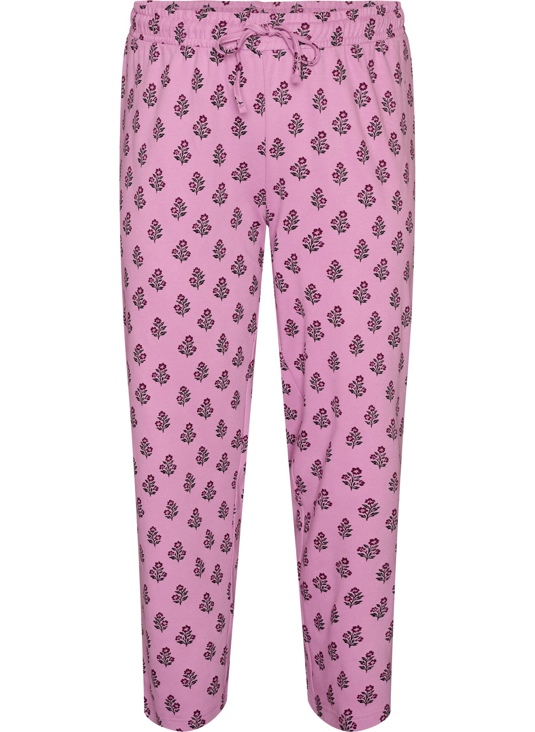 ZizziKatoenen pyjamabroek met hoge taille, Roze, Packshot image number 0