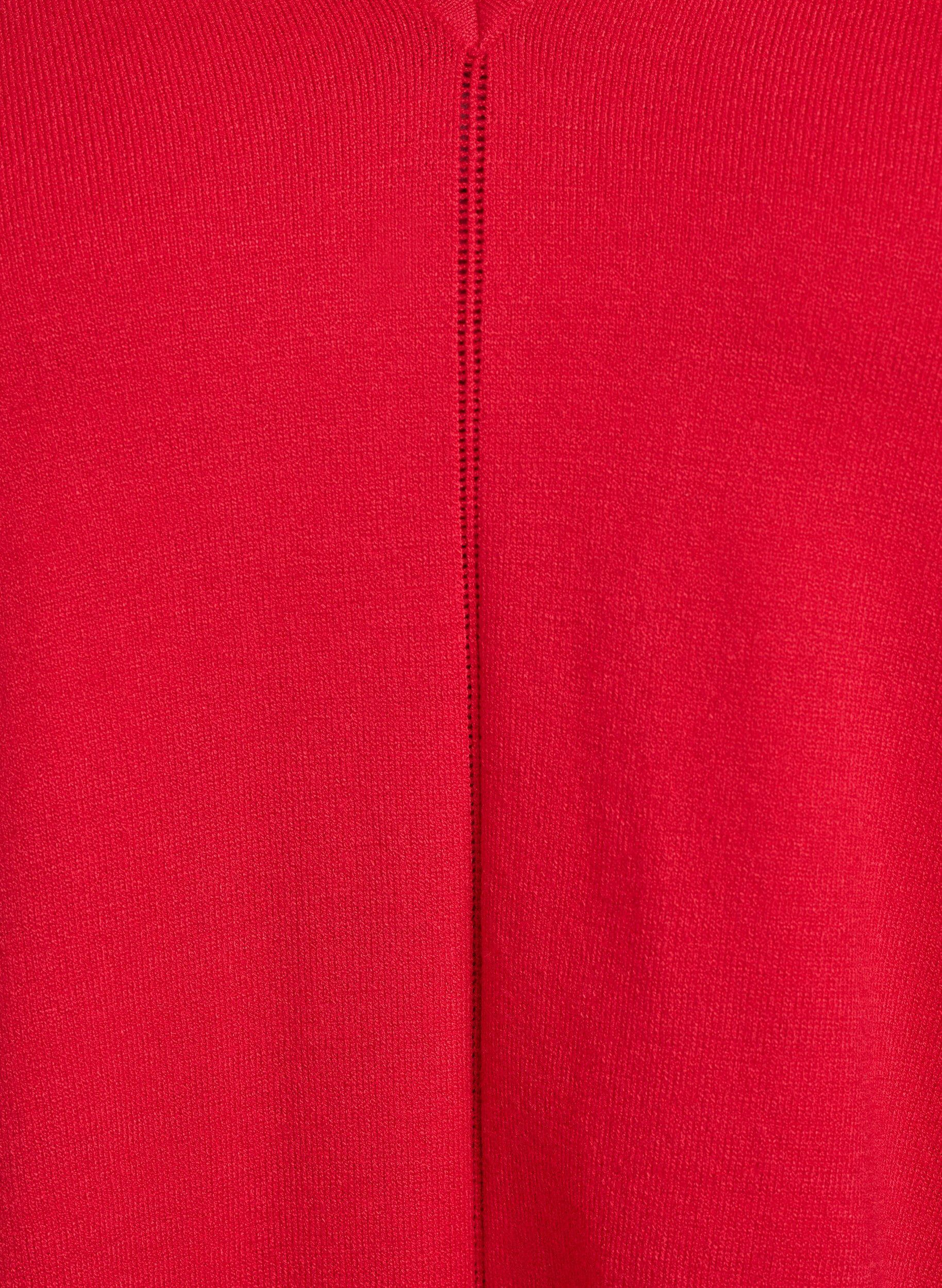 Zizzi Fijngebreide blouse met V-hals en voorkantdetail, Rood, Packshot image number 2