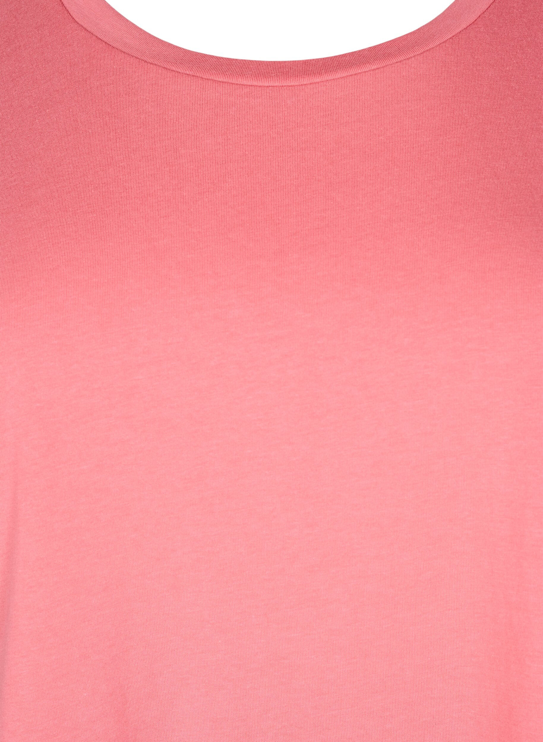 Zizzi T-shirt met korte mouwen van katoenmix, Roze, Packshot image number 2