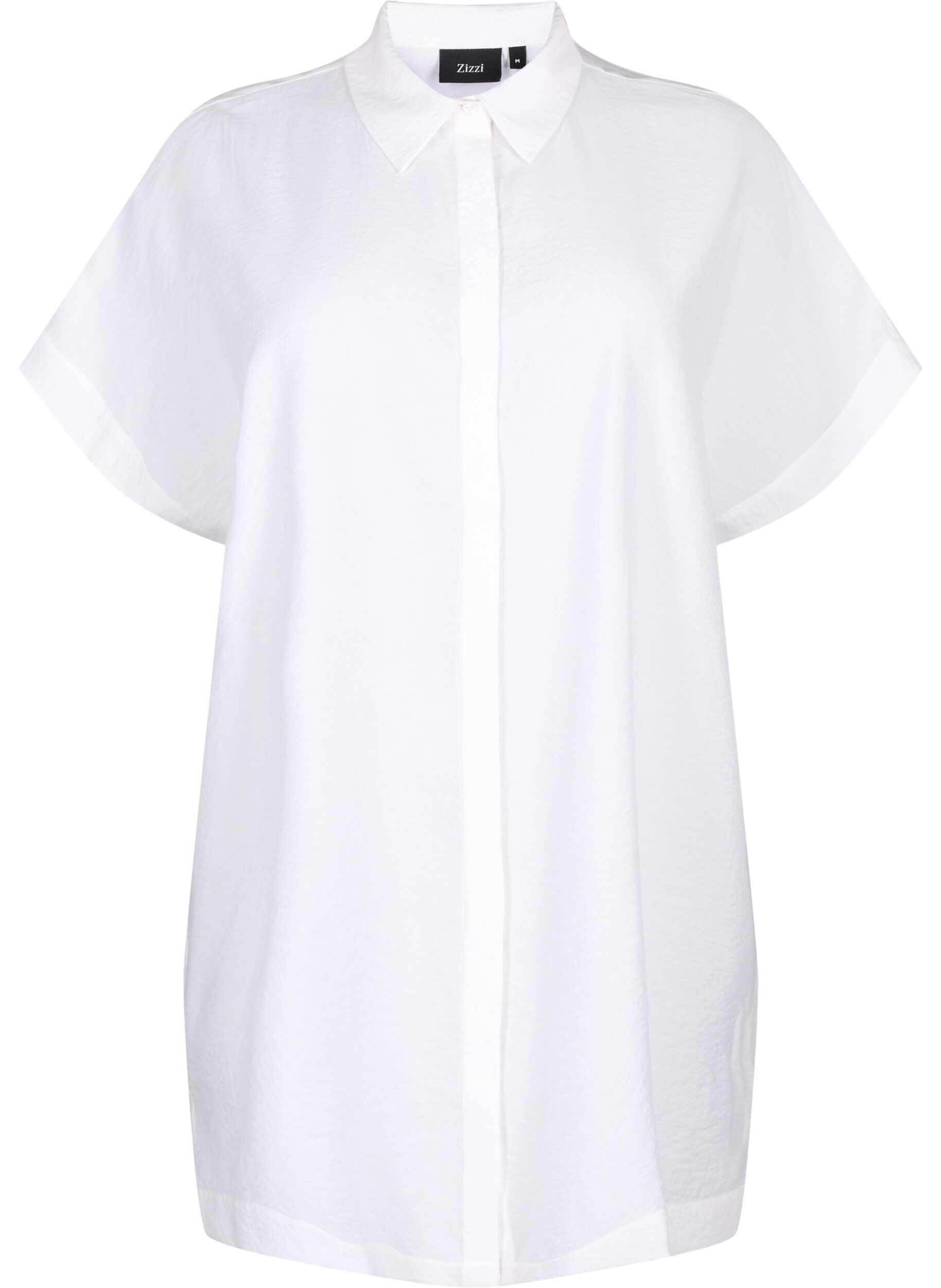 Zizzi Lang shirt van viscose met korte mouwen, Bright White, Packshot image number 0