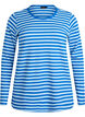 Gestreepte blouse met lange mouwen, Blauw, Packshot image number 0