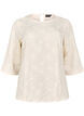 Blouse met 3/4 mouwen en 3D bloemen, Warm Off-white, Packshot image number 0