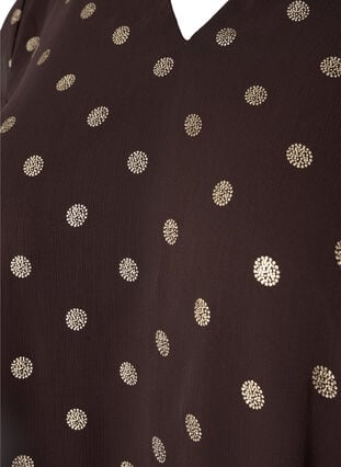 Bedrukte blouse met V-halslijn, Fudge/Gold Dots, Packshot image number 2