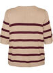 Gestreepte top met korte mouwen in breisel, Beige, Packshot image number 1