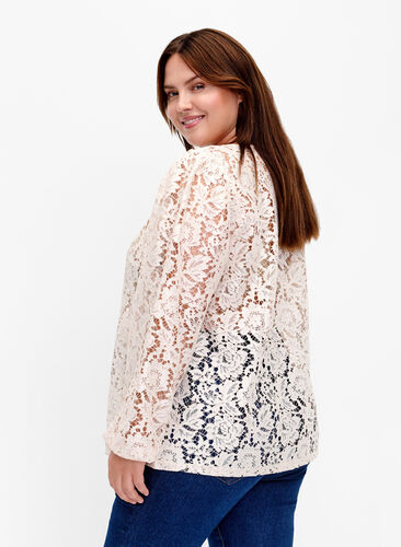 FLASH - Kanten blouse met lange mouwen, Birch, Model image number 1