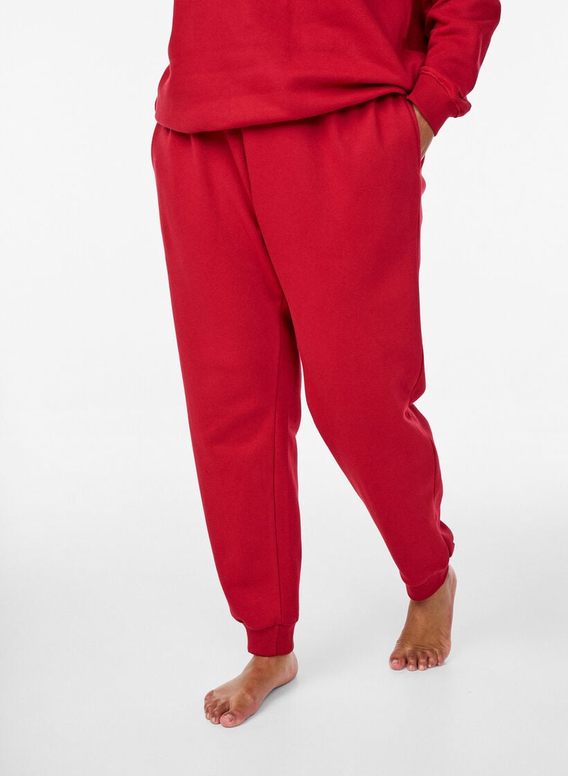 Sweatpants met hoge taille, Rood, Model image number 2