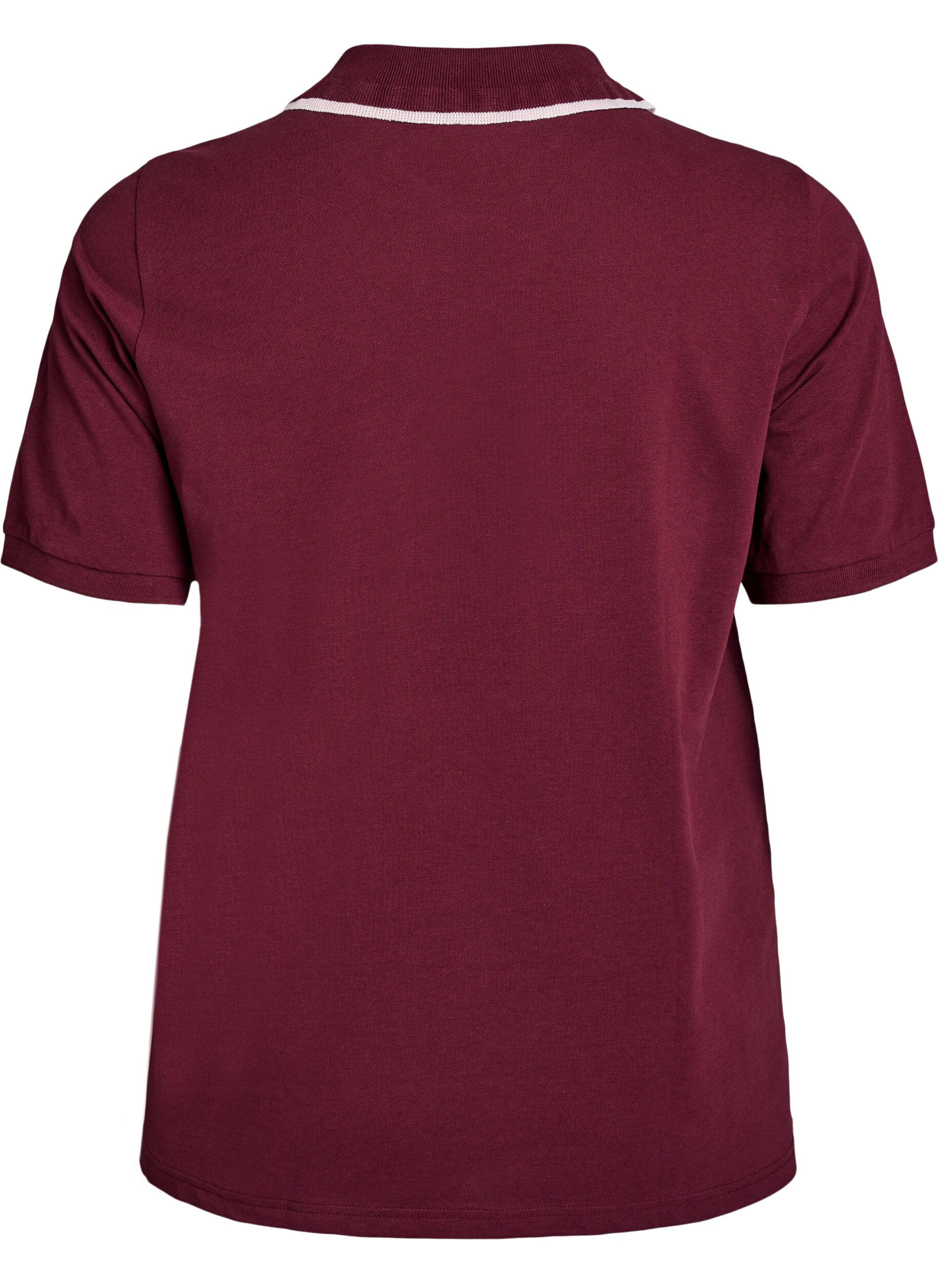 Zizzi Polo shirt met strass knopen en ruches., Rood, Packshot image number 1