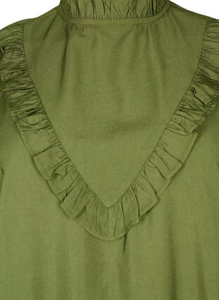 Viscose blouse met franjes., Loden Green, Packshot image number 2