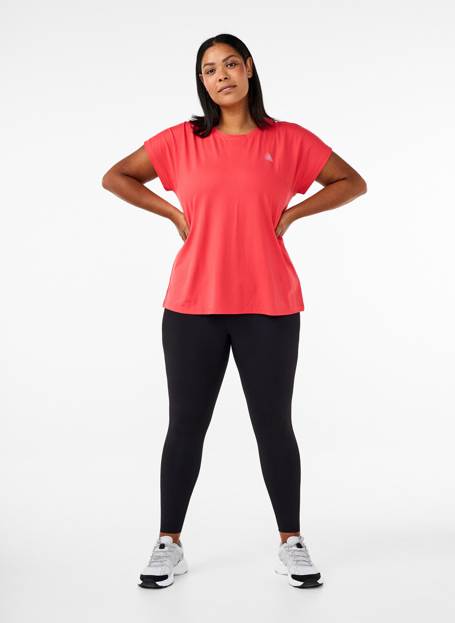 Zizzi Effen gekleurd T-shirt voor sporten, Rood, Model image number 1