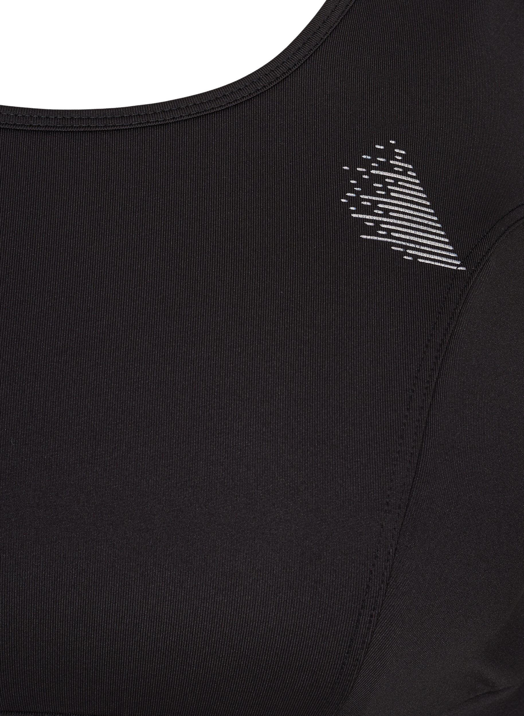 Zizzi Sporttop met effen kleur en gekruiste rug, Black, Packshot image number 2