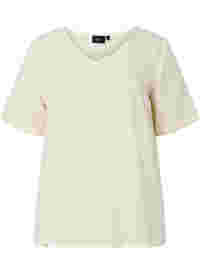 Katoenen blouse met borduursel en korte mouwen