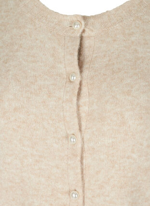 Kort gemêleerd gebreid vest met parelknopen, Pumice Stone Mel., Packshot image number 2