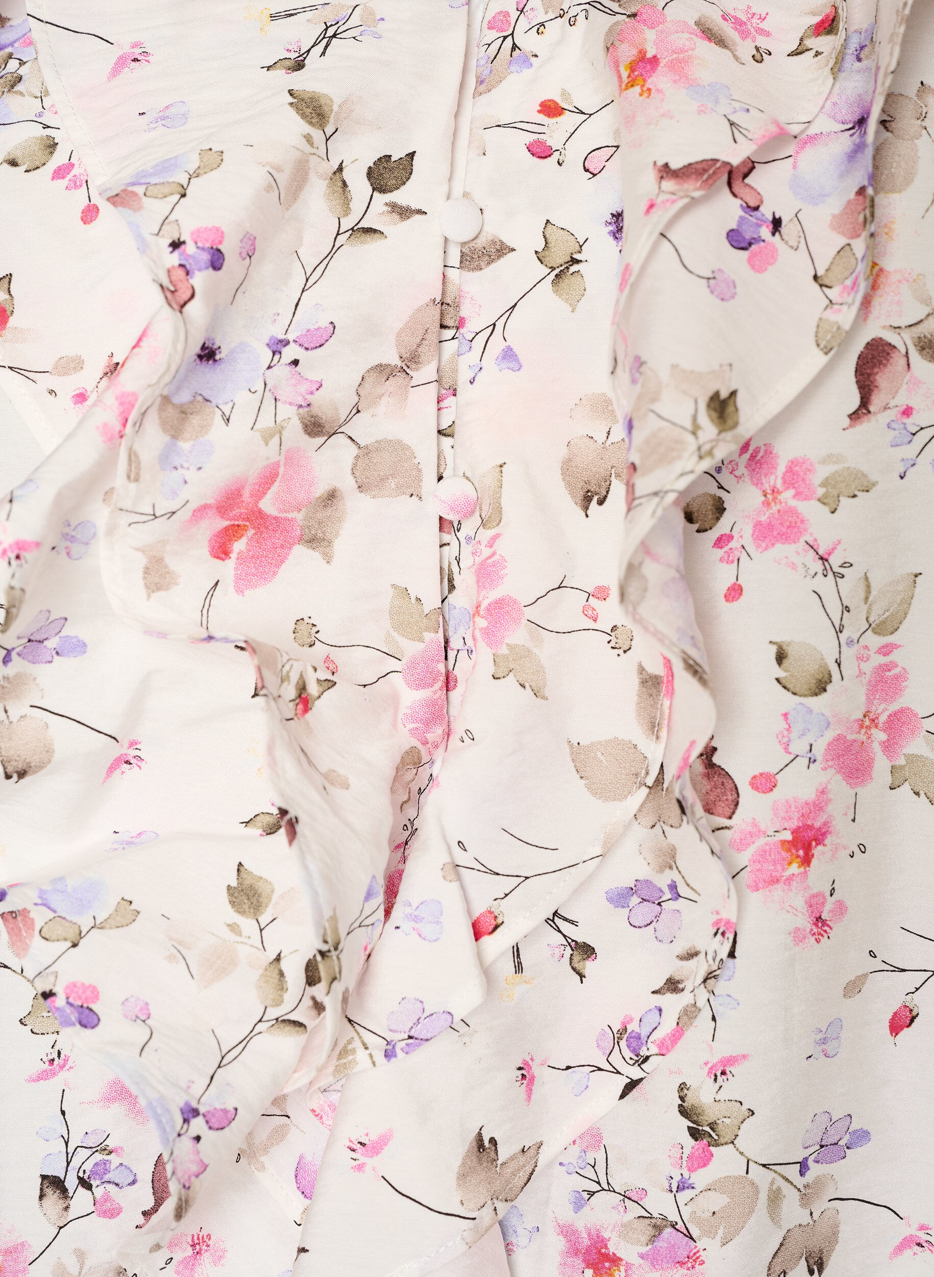 ZizziViscose blouse met bloemenprint en 3/4 mouwen, Vanille, Packshot image number 2