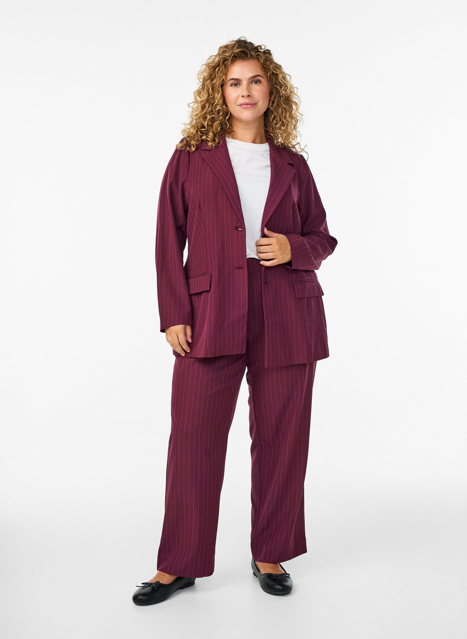 Zizzi FLASH - Blazer met zakken en splitjes, Rood, Model image number 1