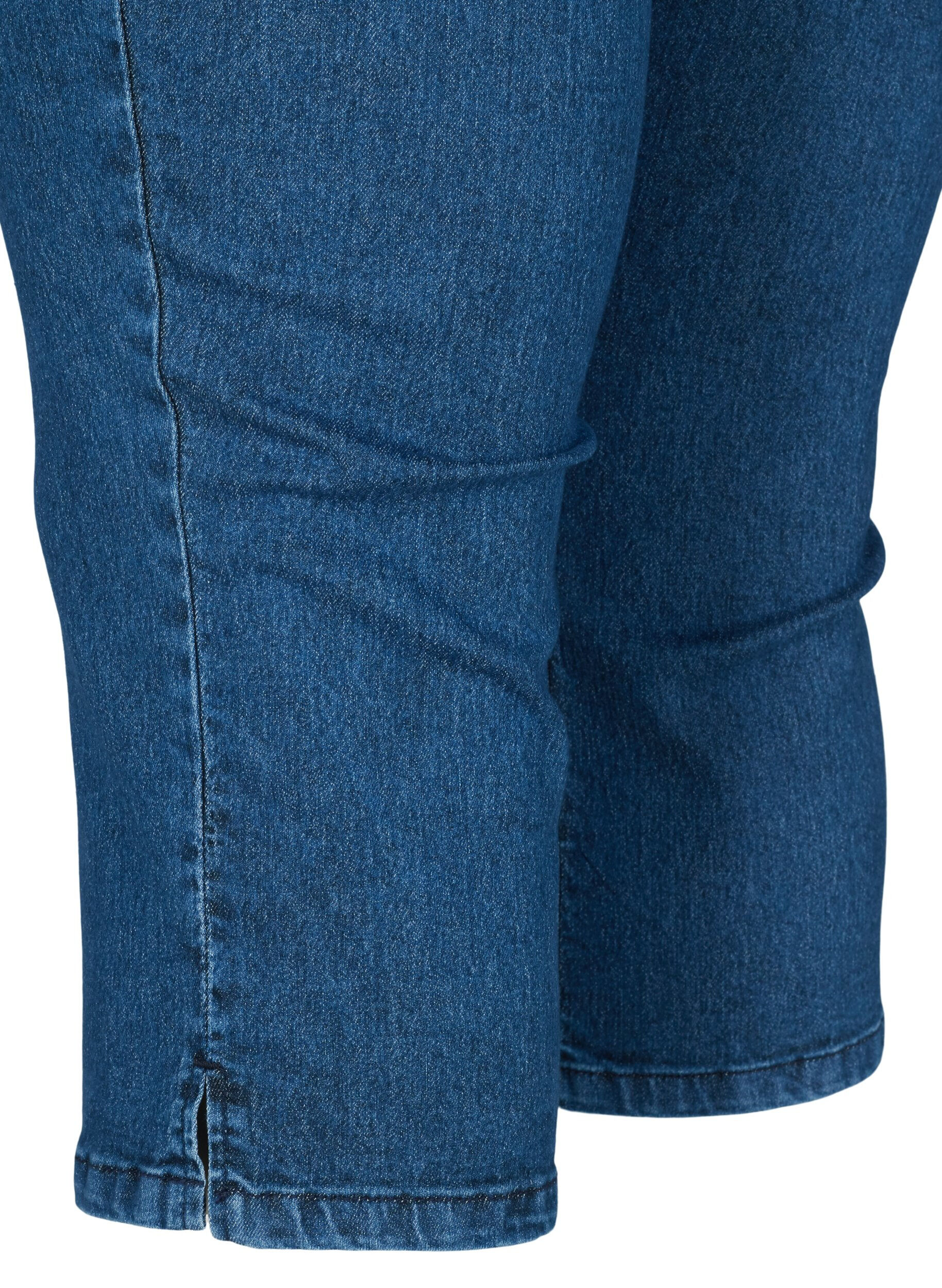 Zizzi Driekwart broek in katoenmix, Dark blue denim, Packshot image number 3