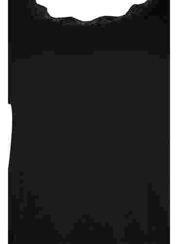 Nachthemd met korte mouwen en kanten randje, Black, Packshot image number 2
