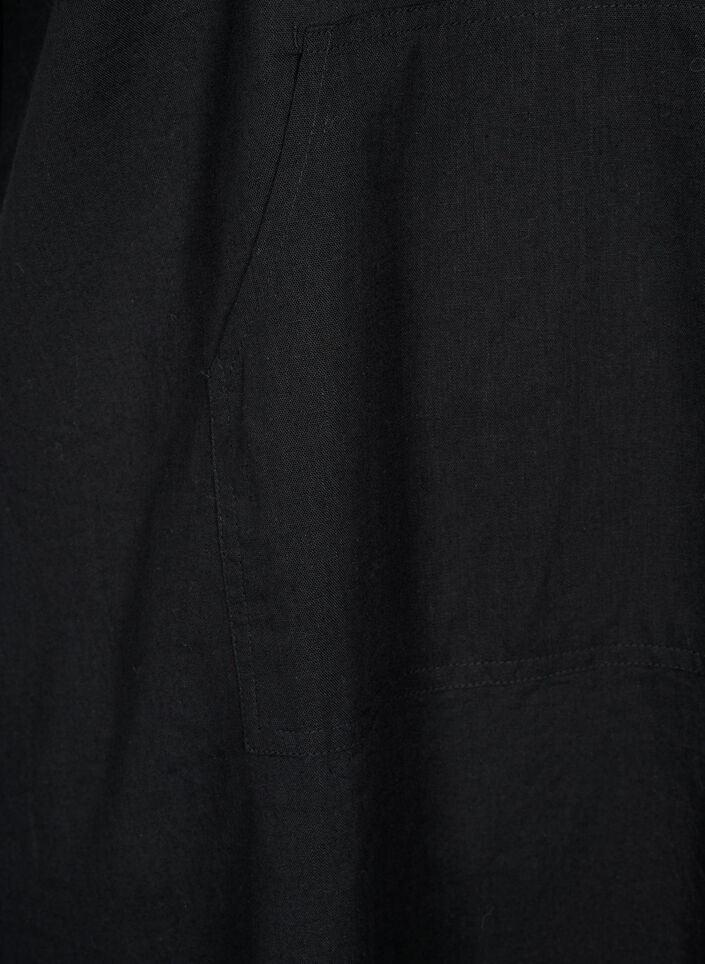 Jurk met capuchon van katoen mix en linnen, Black, Packshot image number 3