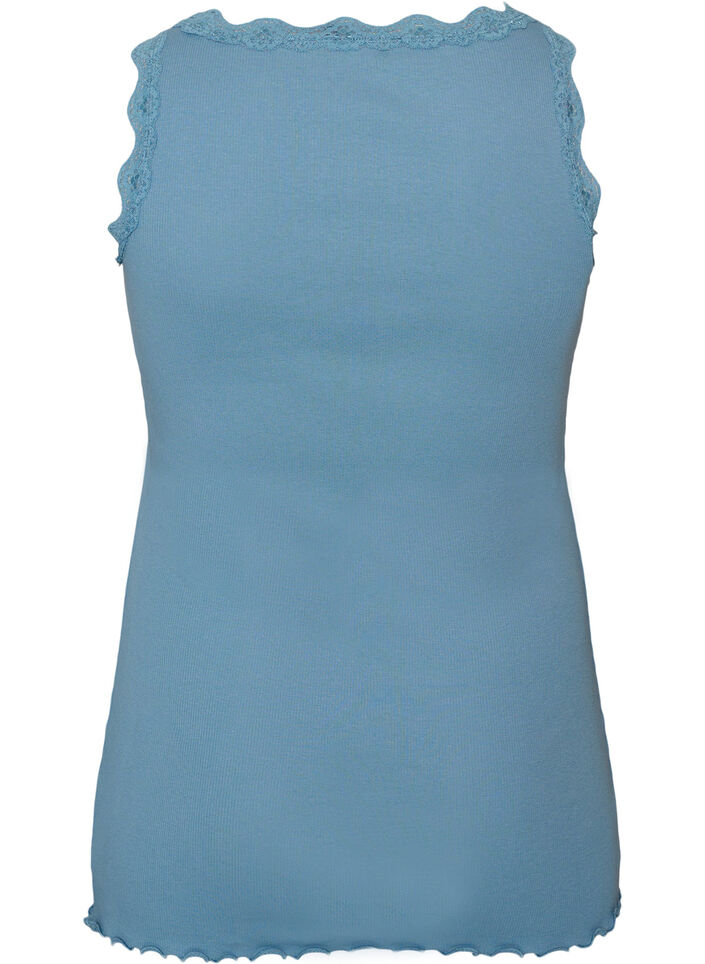 Top met kant, Blauw, Packshot image number 1
