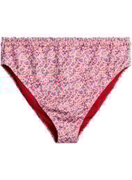 Gestreepte tai bikinibroek met gerimpelde rand, Roze