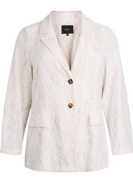 Kanten blazer met knoopsluiting, Vanille