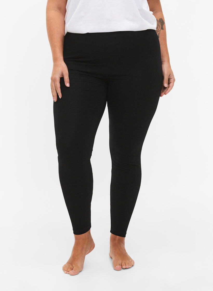 2-pack katoenen leggings, Zwart, Model image number 0