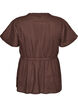 Katoenen blouse met strik en elastische taille, Bruin, Packshot image number 1