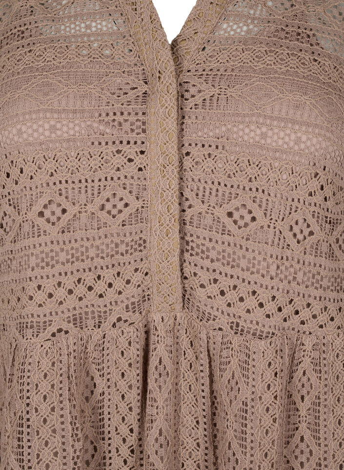 Korte jurk van kant met 3/4 mouwen, Fossil , Packshot image number 2