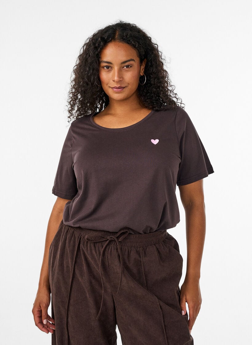 T-shirt met print, Bruin, Model image number 0