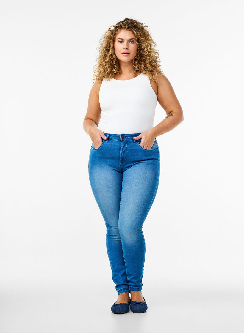 Super slim Amy jeans met hoge taille, Light blue, Model image number 0