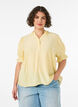 Blouse met korte mouwen in een viscosemix met textuur en ruchesmouwen, Geel, Model image number 0