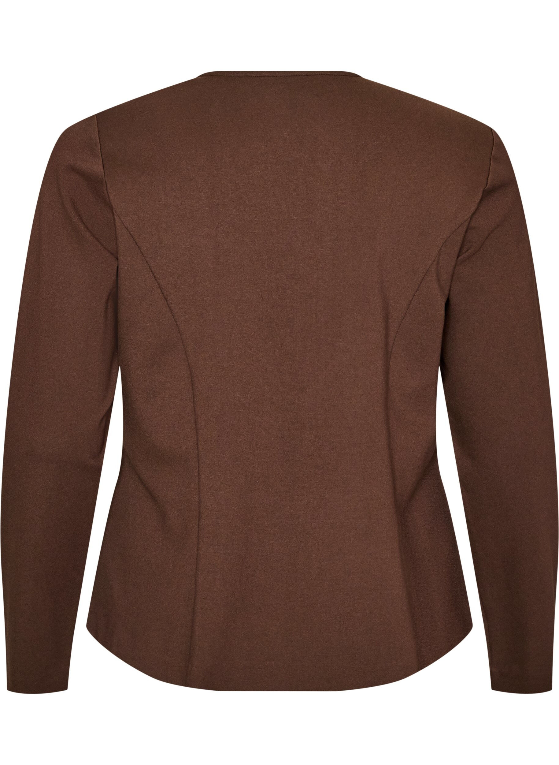 ZizziStrakzittend jersey vest met decoratieve knopen, Bruin, Packshot image number 1