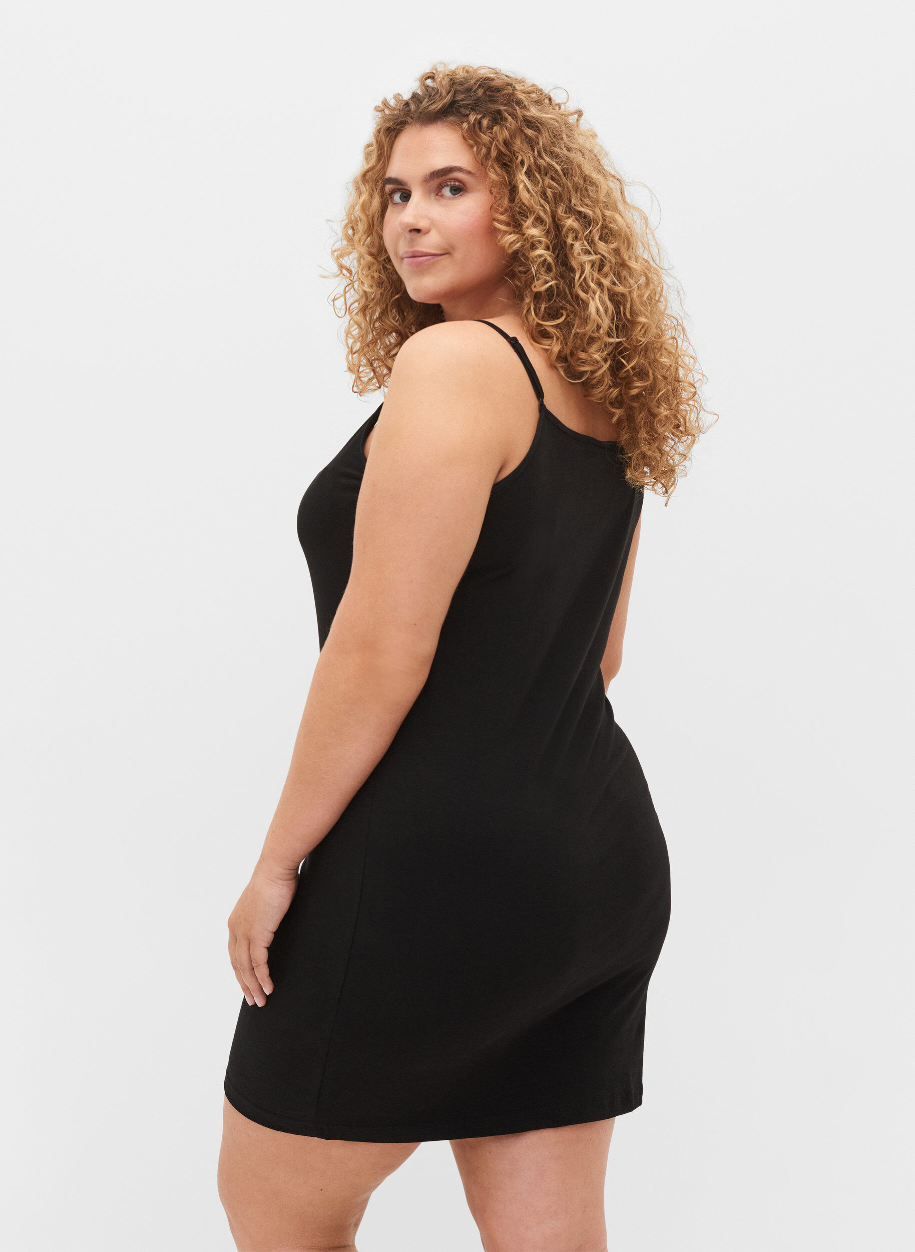 ZizziLang basic katoenen topje, Zwart, Model image number 2
