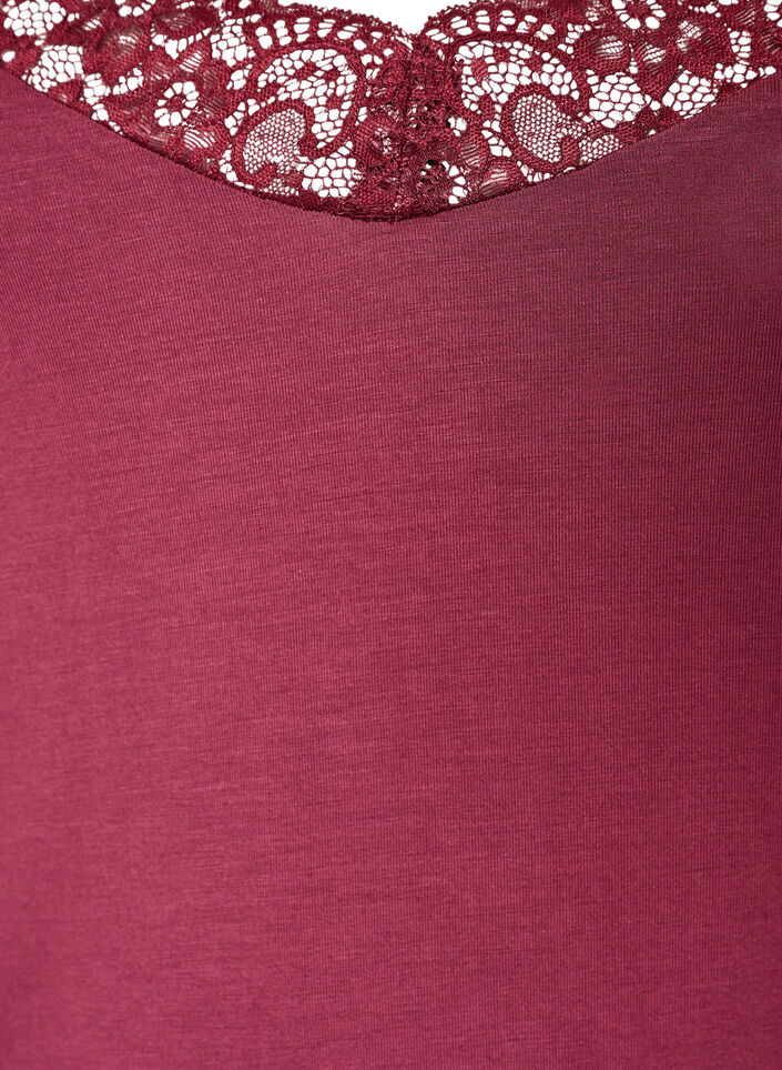 Viscose top met kanten rand, Rood, Packshot image number 2