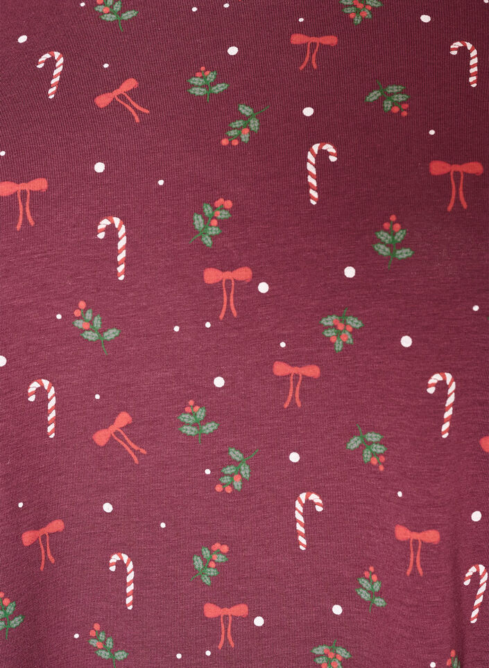 Nachtblouse met een print, Donker Bordeaux, Packshot image number 2