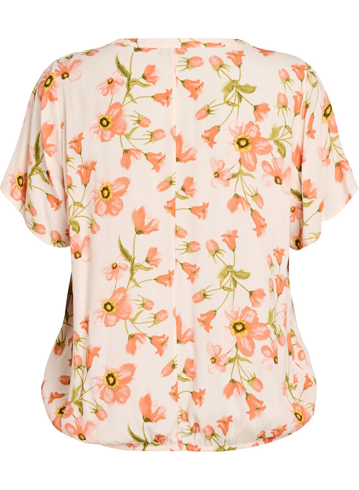 Viscose blouse met bloemenprint en korte mouwen, 9991, Packshot image number 1
