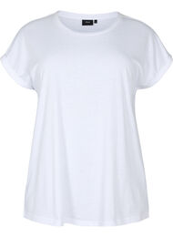 T-shirt met korte mouwen van katoenmix, Bright White, Packshot