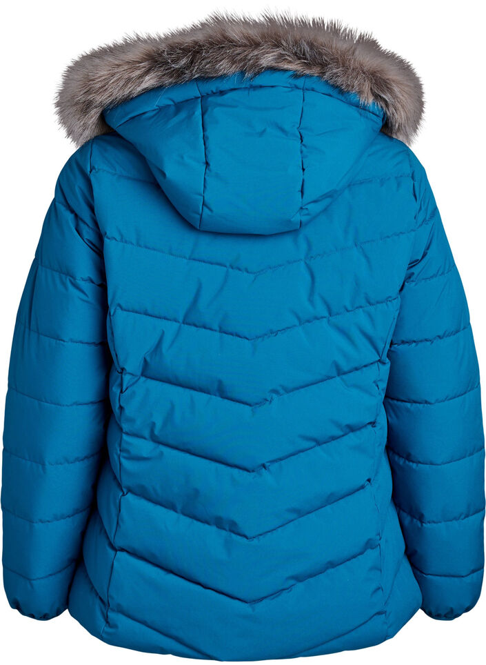 Kort pufferjack met capuchon, Blauw, Packshot image number 1