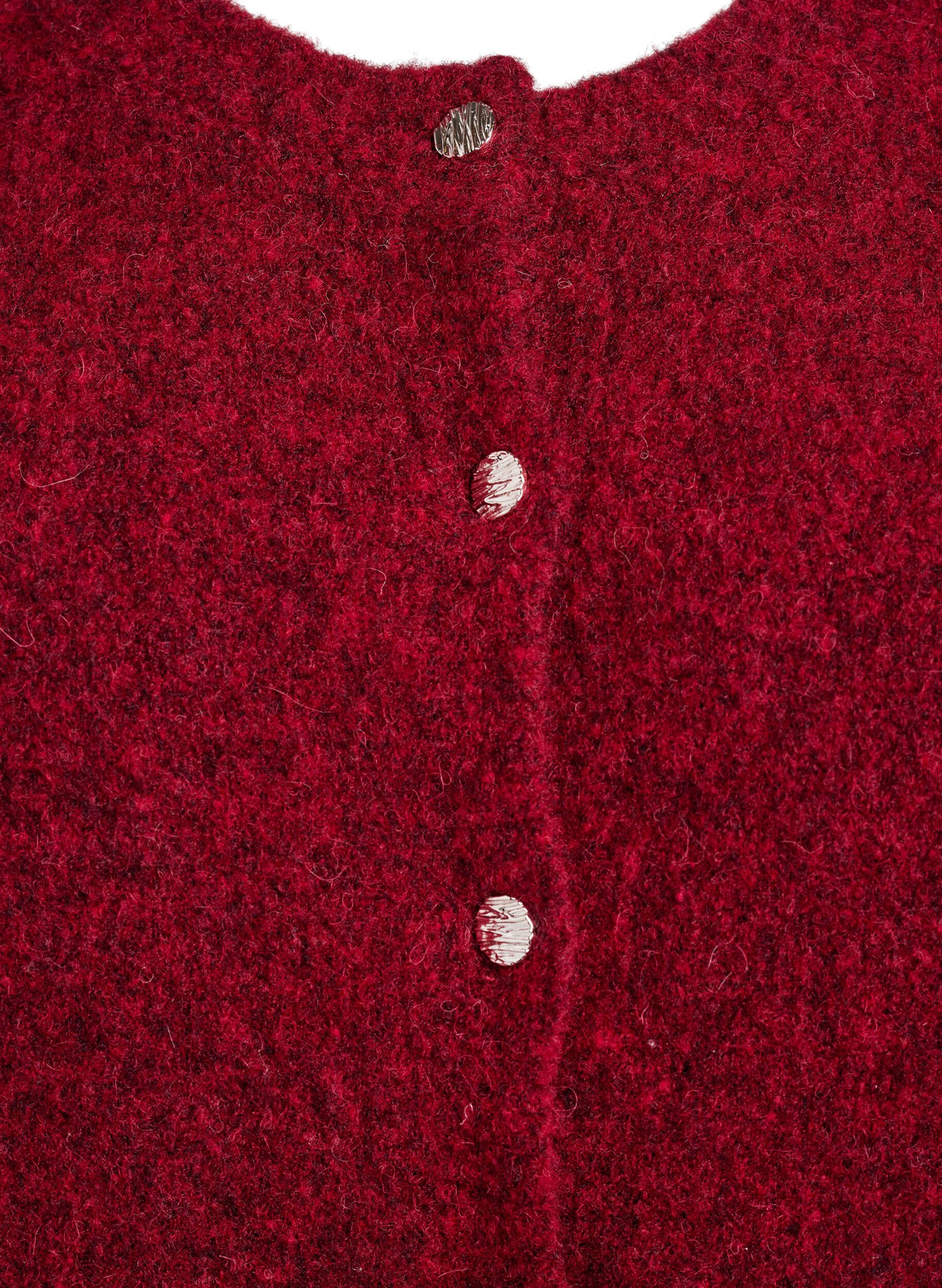 Zizzi Cardigan met wol en alpaca en decoratieve knopen, Rood, Packshot image number 2