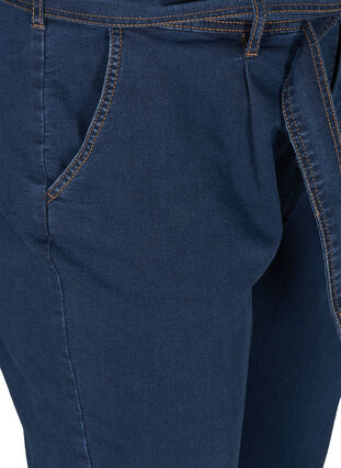 Cropped jeans met riem, Blue denim, Packshot image number 2