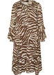 Midi-jurk met ruches en V-hals, Bruin, Packshot image number 0