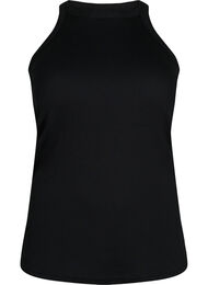 Geribde katoenen tanktop, Black
