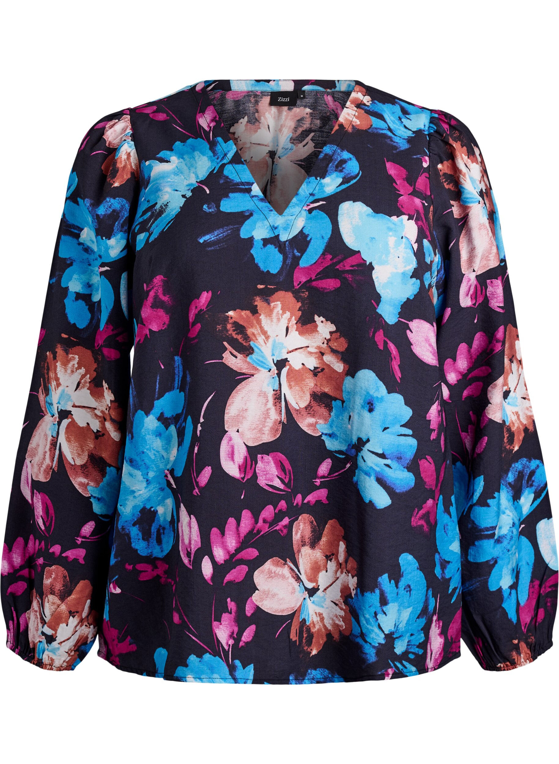 Viscose blouse met bloemenprint en lange mouwen