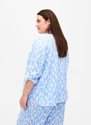 Gedessineerd overhemd met linnen, Serenity AOP, Model image number 1