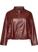 Imitatieleer bomberjack met een zoom met trekkoord, Bruin, Packshot image number 0