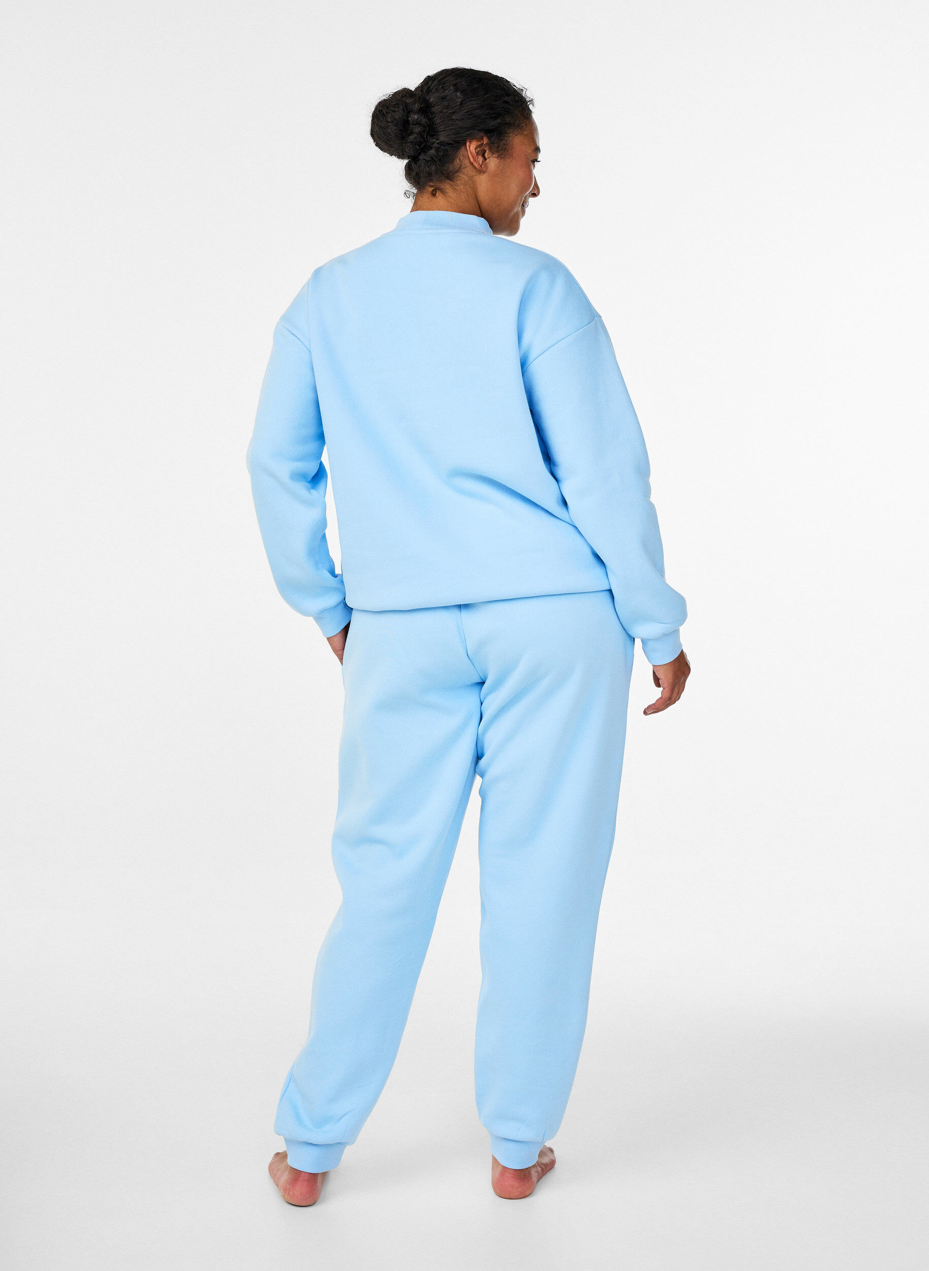 Zizzi Sweatpants met hoge taille, Blauw, Model image number 1