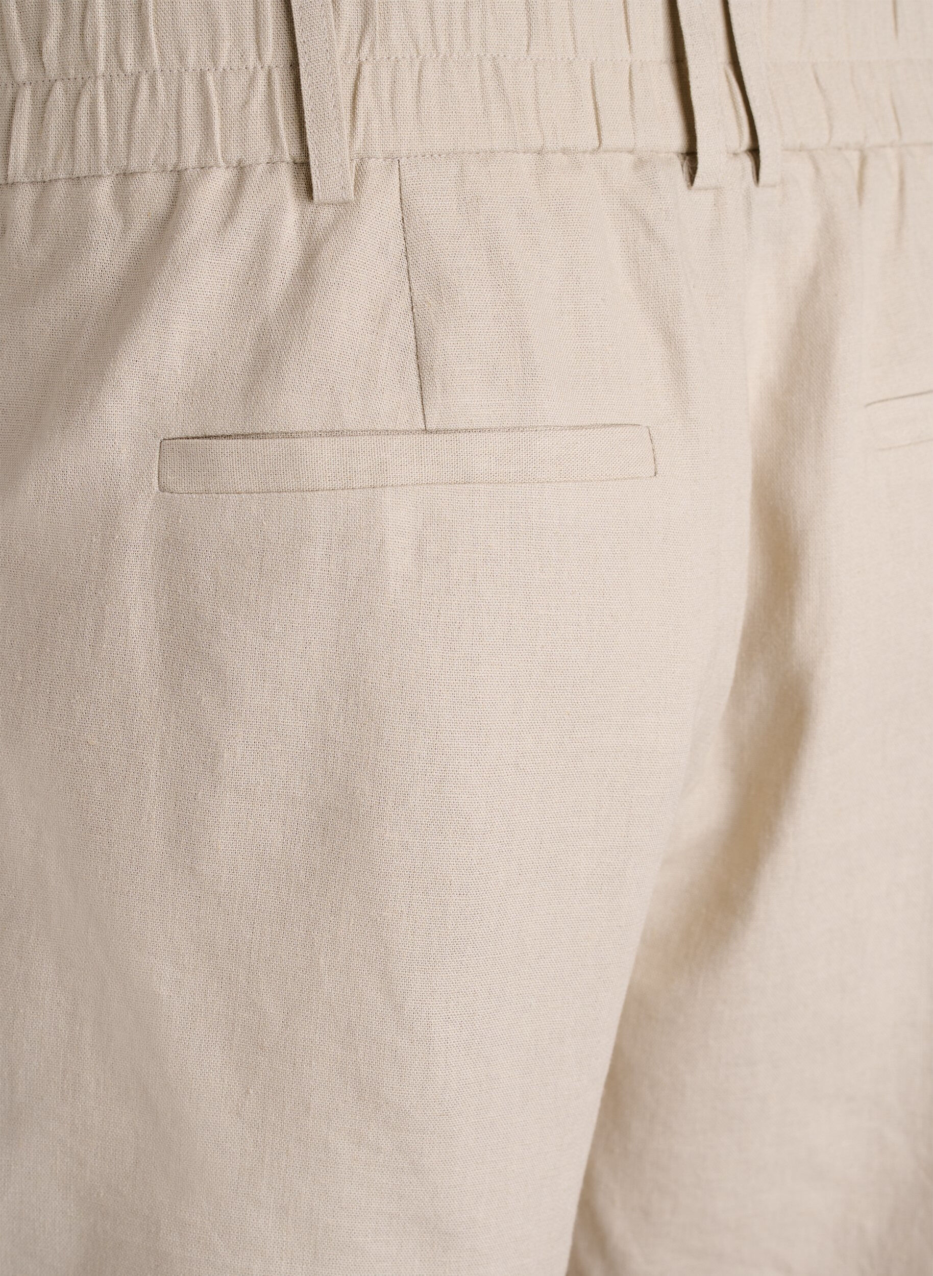 Zizzi Bermuda shorts met hoge taille in linnen en viscose, Beige, Packshot image number 3