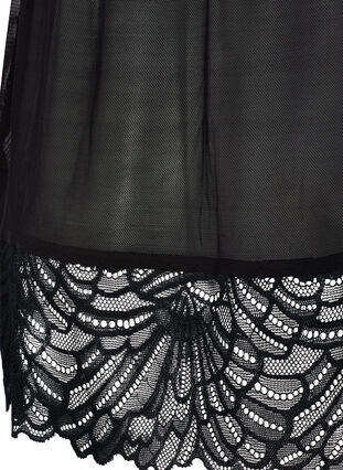 Pyjama jurk in mesh en kant, Black, Packshot image number 3