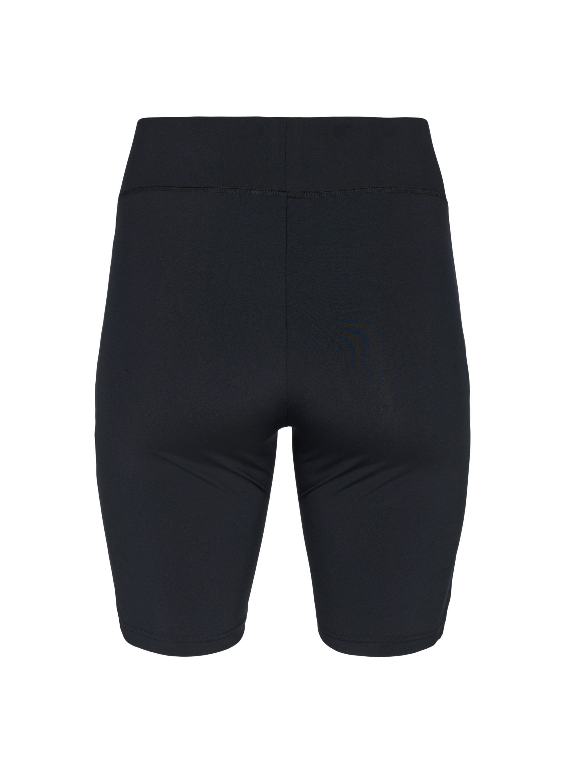 Zizzi Lange strakke sport shorts met logo, Black, Packshot image number 1