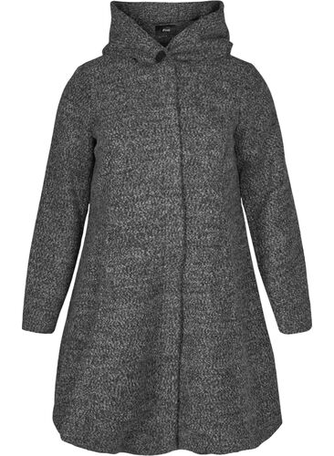 Lange jas met capuchon en wol, Dark G. mlg, Packshot image number 0