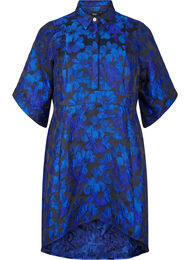 Korte jacquardjurk met 3/4 mouwen, Black Blue